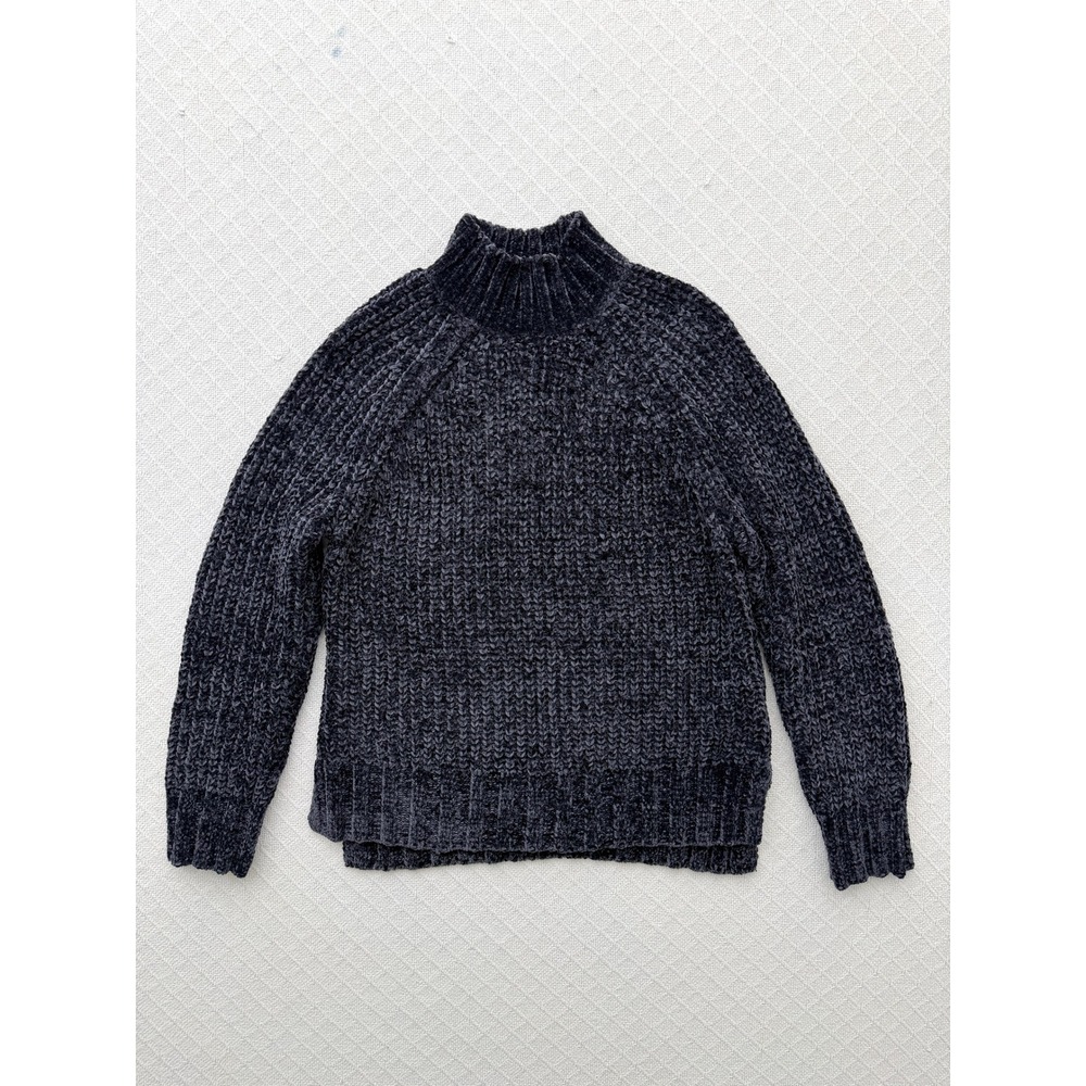 Bella Dahl Womens Chenille Mock Neck Sweater Soft Plush Charcoal Gray Small